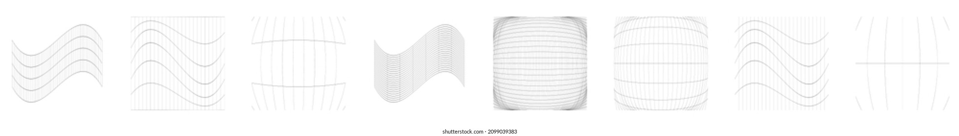 Grid, mesh, grating, trellis, wireframe with distortion, deformation effect. Warp, tweak distort grid