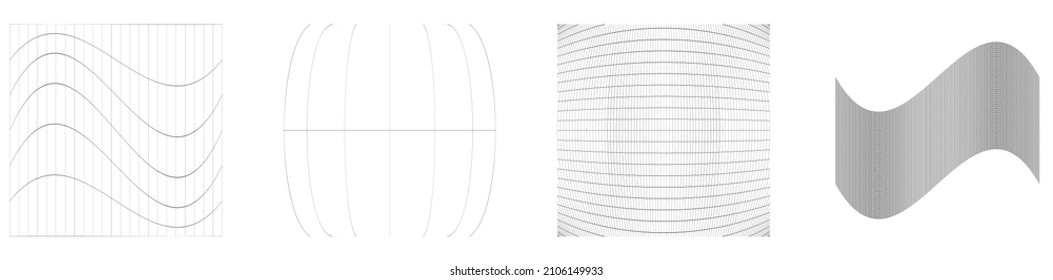 Grid, mesh, grating, trellis, wireframe with distortion, deformation effect. Warp, tweak distort grid