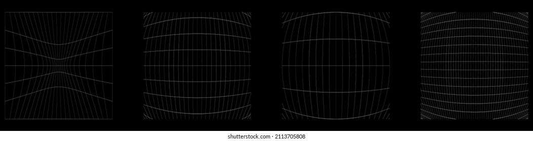 Grid, mesh, grating, trellis, wireframe with distortion, deformation effect. Warp, tweak distort grid