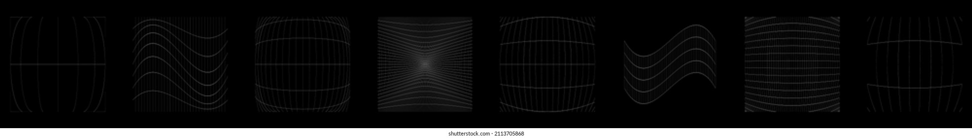 Gitter, Gitter, Gitter, Gitter, Trellis, Wireframe mit Verzerrung, Verformungseffekt. Warp, schwaches Verzerrungsgitter