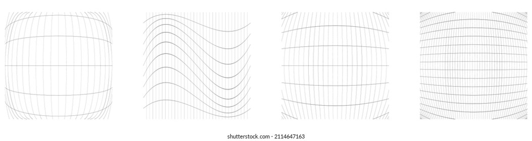 Grid, mesh, grating, trellis, wireframe with distortion, deformation effect. Warp, tweak distort grid