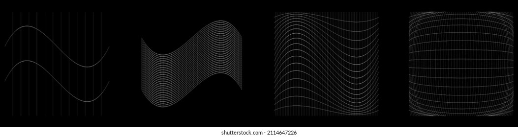 Grid, mesh, grating, trellis, wireframe with distortion, deformation effect. Warp, tweak distort grid