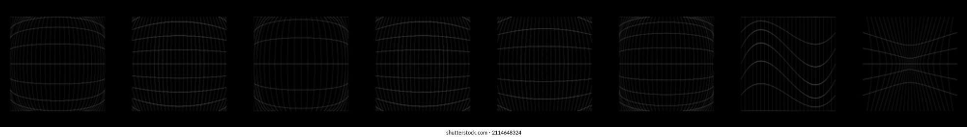 Gitter, Gitter, Gitter, Gitter, Trellis, Wireframe mit Verzerrung, Verformungseffekt. Warp, schwaches Verzerrungsgitter