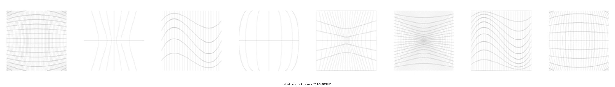 Grid, mesh, grating, trellis, wireframe with distortion, deformation effect. Warp, tweak distort grid