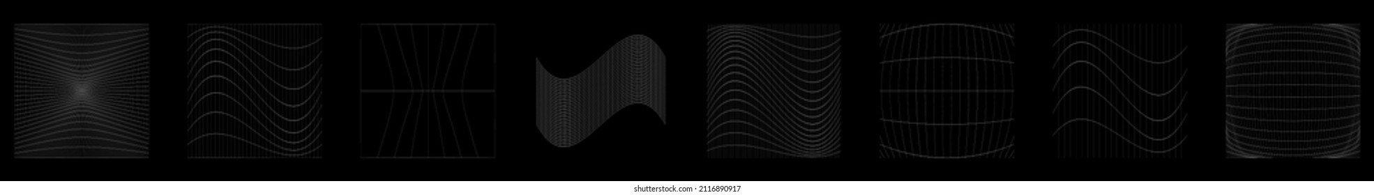 Grid, mesh, grating, trellis, wireframe with distortion, deformation effect. Warp, tweak distort grid