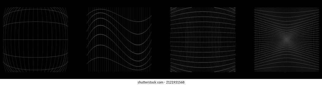 Gitter, Gitter, Gitter, Gitter, Trellis, Wireframe mit Verzerrung, Verformungseffekt. Warp, schwaches Verzerrungsgitter