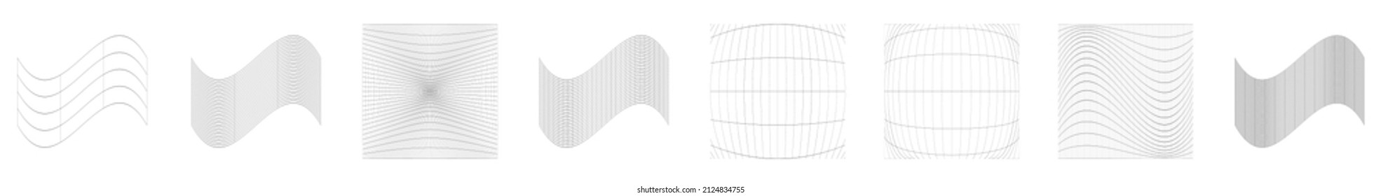 Gitter, Gitter, Gitter, Gitter, Trellis, Wireframe mit Verzerrung, Verformungseffekt. Warp, schwaches Verzerrungsgitter