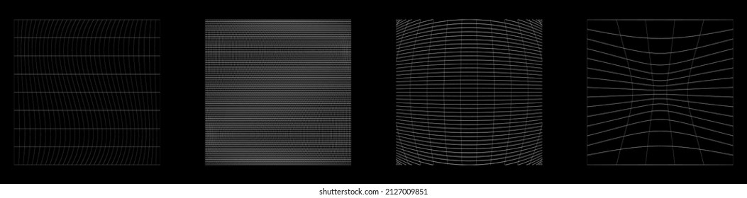 Gitter, Gitter, Gitter, Gitter, Trellis, Wireframe mit Verzerrung, Verformungseffekt. Warp, schwaches Verzerrungsgitter