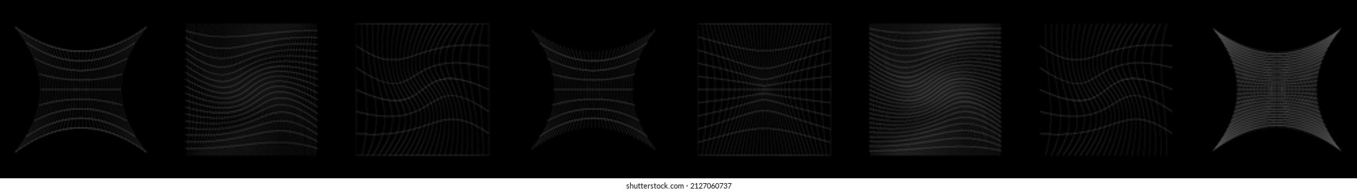 Gitter, Gitter, Gitter, Gitter, Trellis, Wireframe mit Verzerrung, Verformungseffekt. Warp, schwaches Verzerrungsgitter