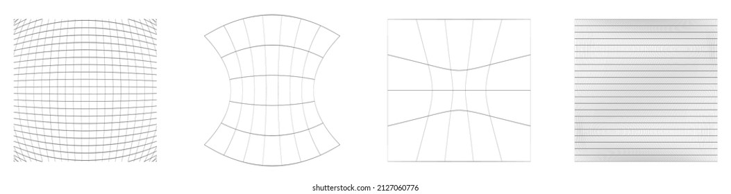 Grid, mesh, grating, trellis, wireframe with distortion, deformation effect. Warp, tweak distort grid