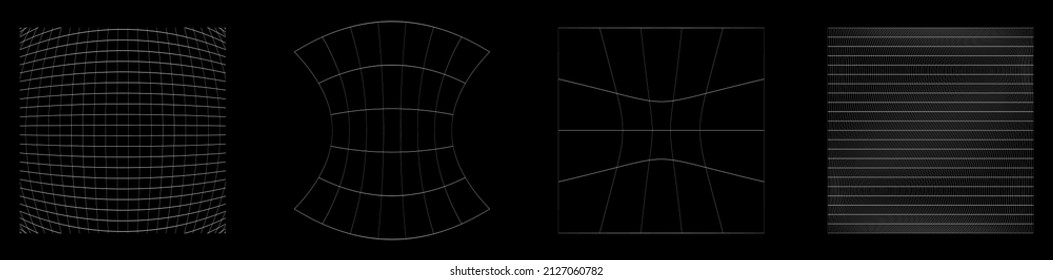 Gitter, Gitter, Gitter, Gitter, Trellis, Wireframe mit Verzerrung, Verformungseffekt. Warp, schwaches Verzerrungsgitter