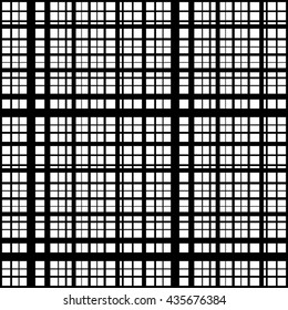 Grid, mesh of intersecting lines. Abstract monochrome background, seamlessly repeatable pattern. Irregular, random lines pattern.