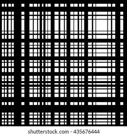 Grid, mesh of intersecting lines. Abstract monochrome background, seamlessly repeatable pattern. Irregular, random lines pattern.