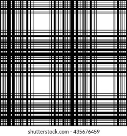 Grid, mesh of intersecting lines. Abstract monochrome background, seamlessly repeatable pattern. Irregular, random lines pattern.