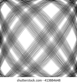 Grid, mesh, intersecting lines pattern with convex distortion. Lines are irregular.