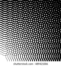 Grid mesh of irregular jagged, wavy lines. Abstract monochrome texture / patern
