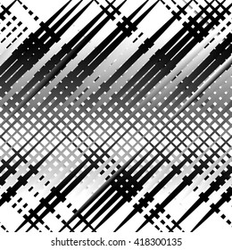 Grid, mesh with irregular lines. Abstract monochrome background, pattern.