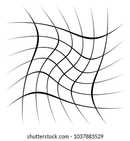 Grid, mesh, lattice with distortion, warp effect. Abstract element