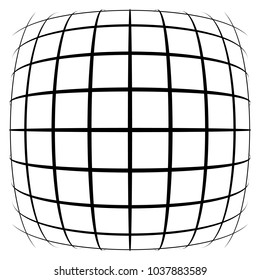 Grid, mesh, lattice with distortion, warp effect. Abstract element