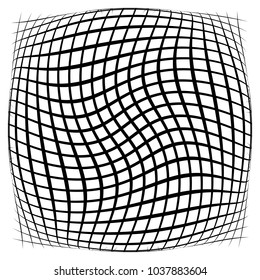 Grid, mesh, lattice with distortion, warp effect. Abstract element