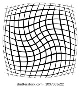 Grid, mesh, lattice with distortion, warp effect. Abstract element