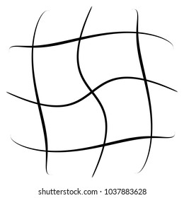 Grid, mesh, lattice with distortion, warp effect. Abstract element