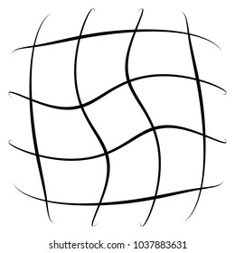Grid, mesh, lattice with distortion, warp effect. Abstract element