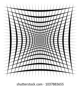 Grid, mesh, lattice with distortion, warp effect. Abstract element