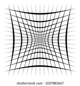 Grid, mesh, lattice with distortion, warp effect. Abstract element