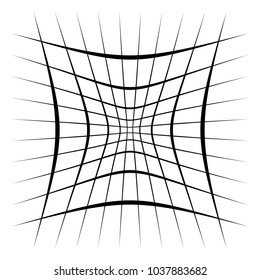Grid, mesh, lattice with distortion, warp effect. Abstract element