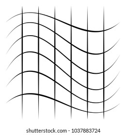 Grid, mesh, lattice with distortion, warp effect. Abstract element
