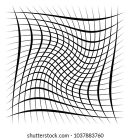 Grid, mesh, lattice with distortion, warp effect. Abstract element