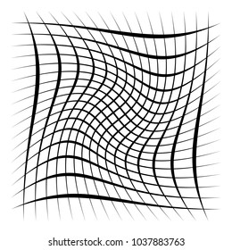 Grid, mesh, lattice with distortion, warp effect. Abstract element