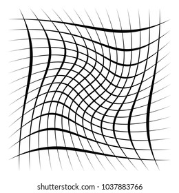 Grid, mesh, lattice with distortion, warp effect. Abstract element