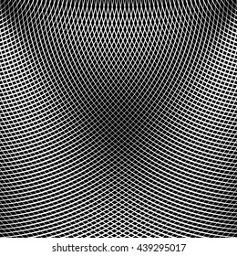 Grid, mesh of lines with dynamic distortion effect. Geometric pattern element.