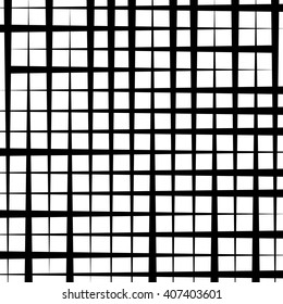 Grid mesh pattern - Irregular intersecting straight lines. monochrome abstract geometric illustration