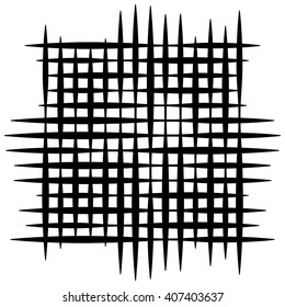 Grid mesh pattern - Irregular intersecting straight lines. monochrome abstract geometric illustration