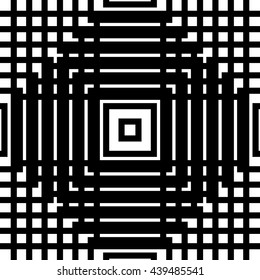 Grid, mesh seamless geometric pattern. Monochrome texture. Vector illustration