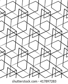 Grid, mesh seamless monochrome pattern. Intersecting lines.