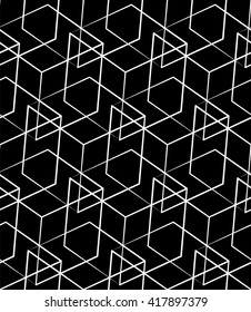 Grid, mesh seamless monochrome pattern. Intersecting lines.