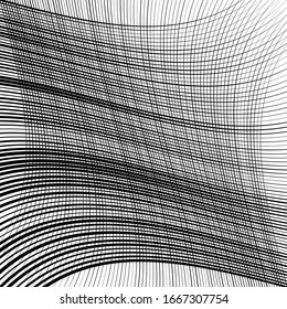 Grid, mesh with wavy / waving effect. Tangle, interlocking lines. Intersected lines with squiggle, squiggly deform effect
