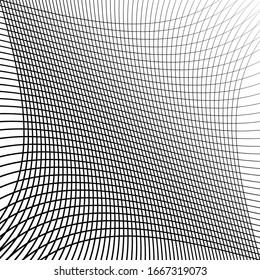 Grid, mesh with wavy / waving effect. Tangle, interlocking lines. Intersected lines with squiggle, squiggly deform effect