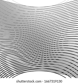 Grid, mesh with wavy / waving effect. Tangle, interlocking lines. Intersected lines with squiggle, squiggly deform effect