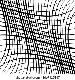 Grid, mesh with wavy / waving effect. Tangle, interlocking lines. Intersected lines with squiggle, squiggly deform effect