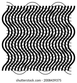 Grid, mesh of wavy, zig-zag lines. Criss cross pattern