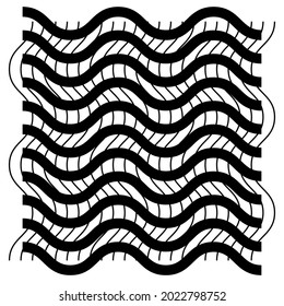 Grid, mesh of wavy, zig-zag lines. Criss cross pattern