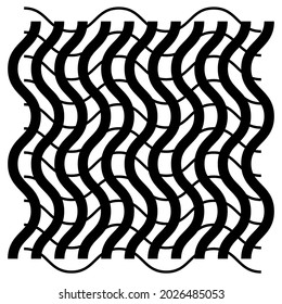 Grid, mesh of wavy, zig-zag lines. Criss cross pattern