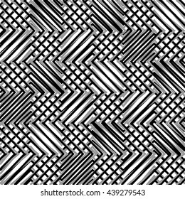 Grid, mesh, of zigzag, edgy lines. Mosaic like grill, grating background. Seamlessly repeatable abstract texture.