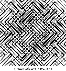 Grid, mesh, of zigzag, edgy lines. Mosaic like grill, grating background. Seamlessly repeatable abstract texture.
