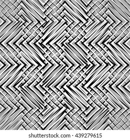 Grid, mesh, of zigzag, edgy lines. Mosaic like grill, grating background. Seamlessly repeatable abstract texture.